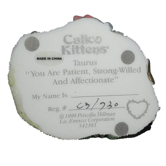 Enesco Calico Kittens Taurus Astrological Sign Zodiac Figurine 1999 #542393 - Picture 7 of 8